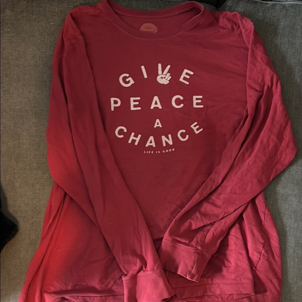 Life Is Good Red Long Sleeve Relaxed Tee